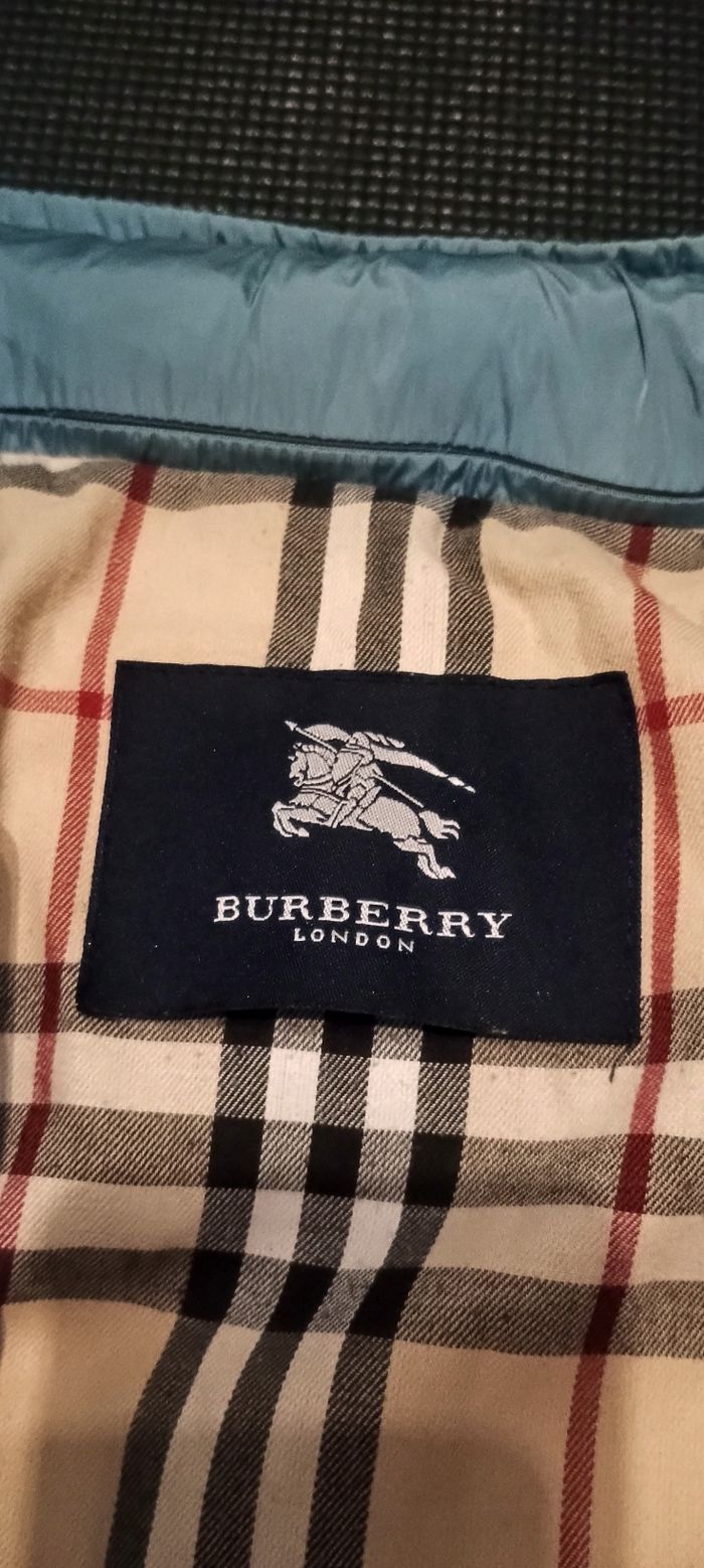 Doudoune Puff Puffer Vintage Burberry London Size M Polyamide Coton Bleu turquoise Unisex Mixte - photo numéro 3