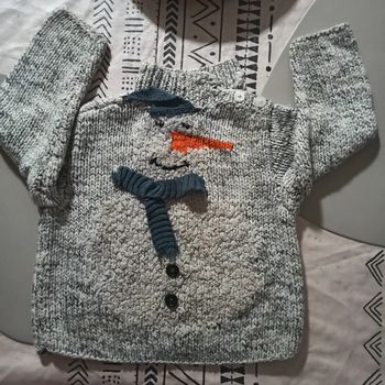 Pull en laine garçon bonhomme de neige 5-6 ans