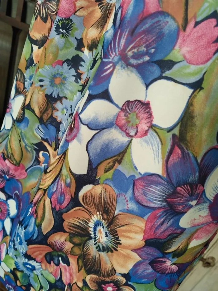 Robe vintage printemps été fleurs flower vintage rétro dress trapèze - photo numéro 2