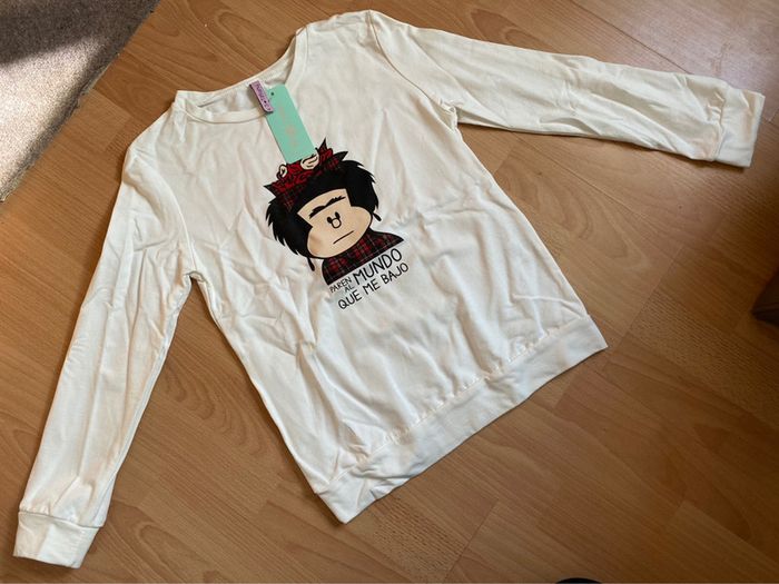 Beau pull léger blanc ML T. 14 ans fille neuf avec étiquette