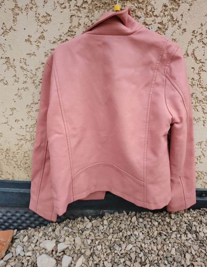 Veste en simili cuir rose kiabi 10ans - photo numéro 2