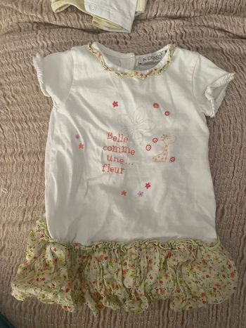 Robe 3 mois in extenso blanche à motif