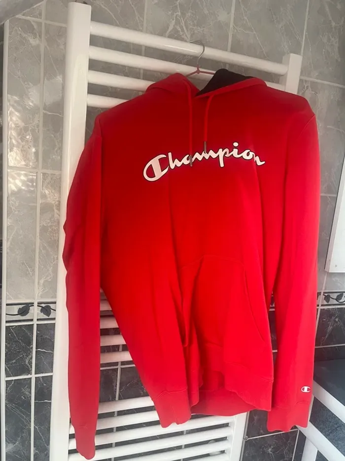 sweat à capuche homme Champion rouge - photo numéro 2