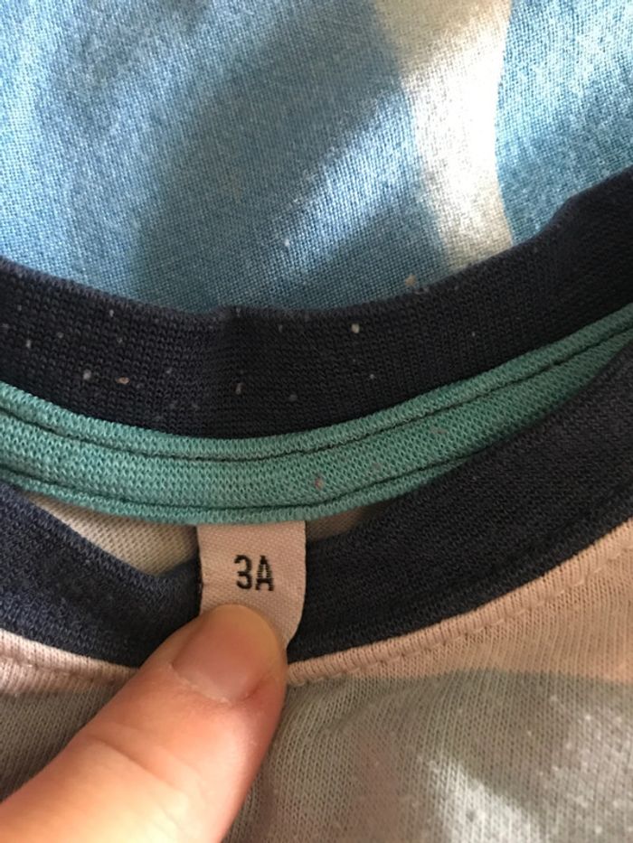 Haut manches longues rayé bleu 3ans - photo numéro 2