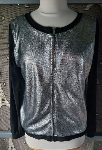 Veste zippée à sequins argenté taille M
