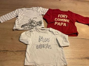 Lot 3 T-shirt manches longues 12 mois