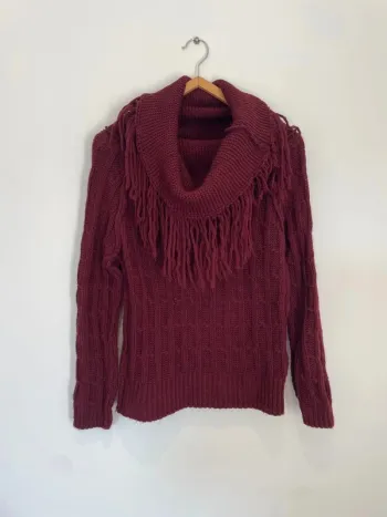 Pull col large à frange