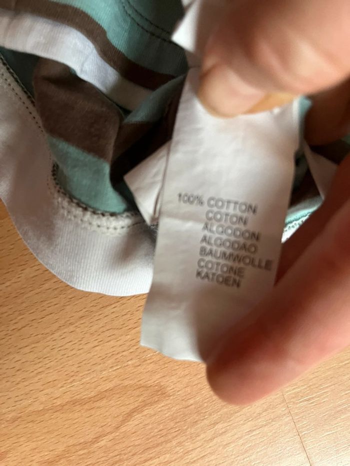 Beau T-shirt/polo ML à rayures marron et bleu Vertbaudet T. 18 mois/81 cm garçon TBE - photo numéro 5