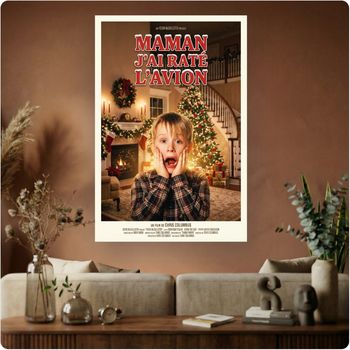 Affiche film “Maman j’ai raté l’avion” poster cinéma Noël décoration murale A3 Sans cadre