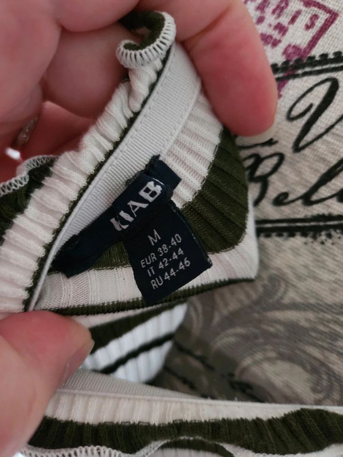 Joli Top rayé blanc et Kaki de marque Kiabi et de taille 38_40 - photo numéro 5