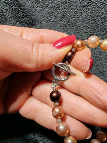 Bracelet de perles marron, beige et doré