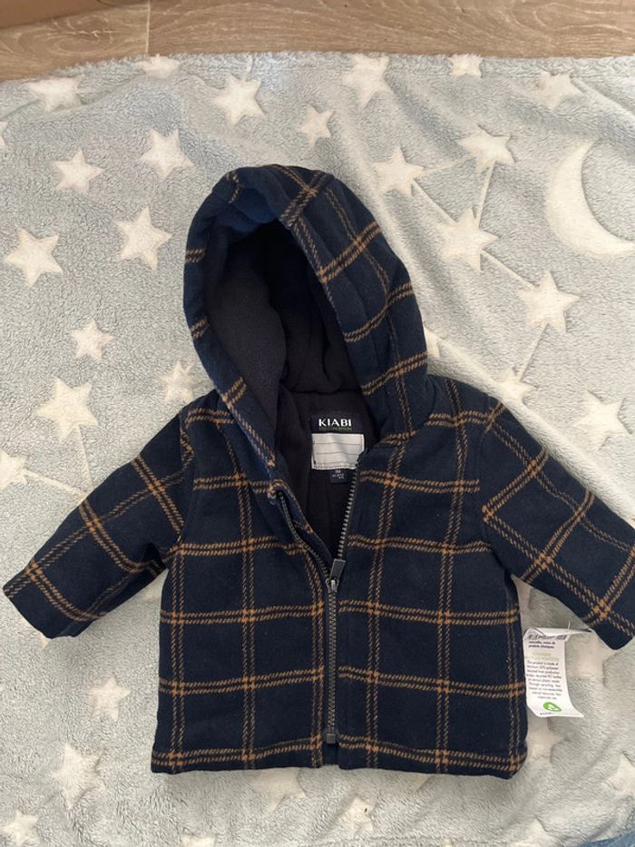 Manteau carreaux bleu marine