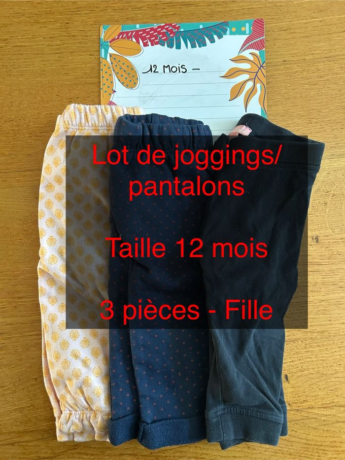 Lot de pantalon/jogging fille - 3 pièces - 12 mois - photo numéro 2