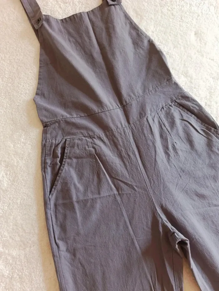 Salopette gris 100% coton jambes larges taille M légère, printemps été top qualité - photo numéro 6