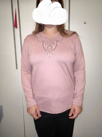 Blouse vieux rose Neuf taille L 40 Jolie col, bel effet chic 😍  Extensible