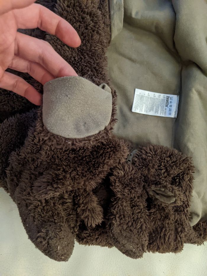 Surpyjama grenouillère dors-bien sherpa nounours brun marron Lupilu 86-92 cm 24 mois - photo numéro 4