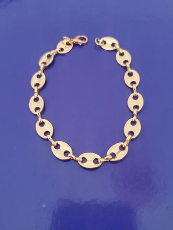 bracelet gourmette homme grain de cafe dore acier