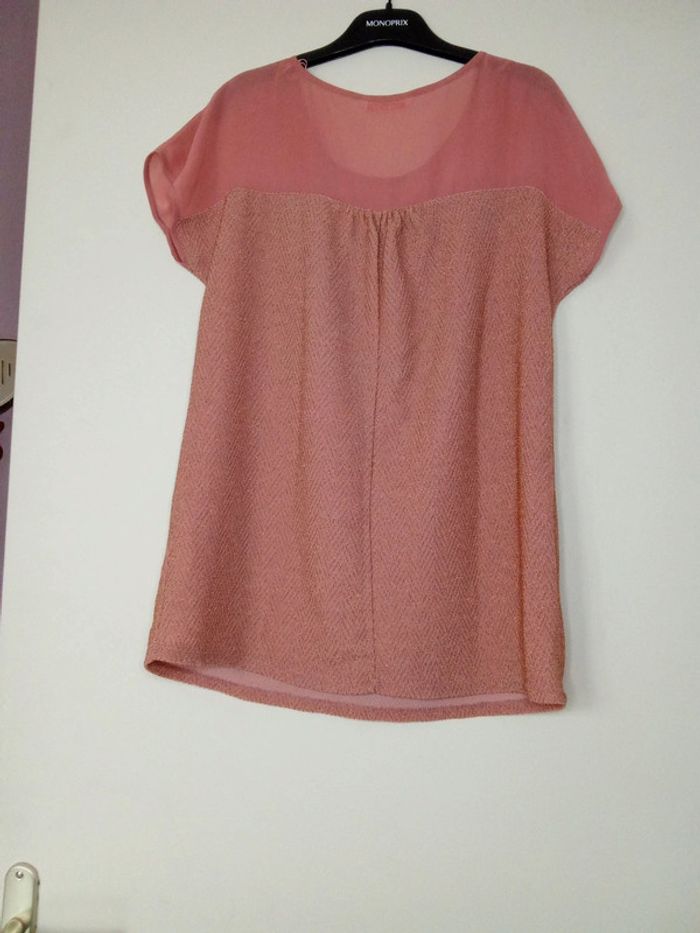 T-shirt Rose et doré - Camaïeu - Taille S - photo numéro 5