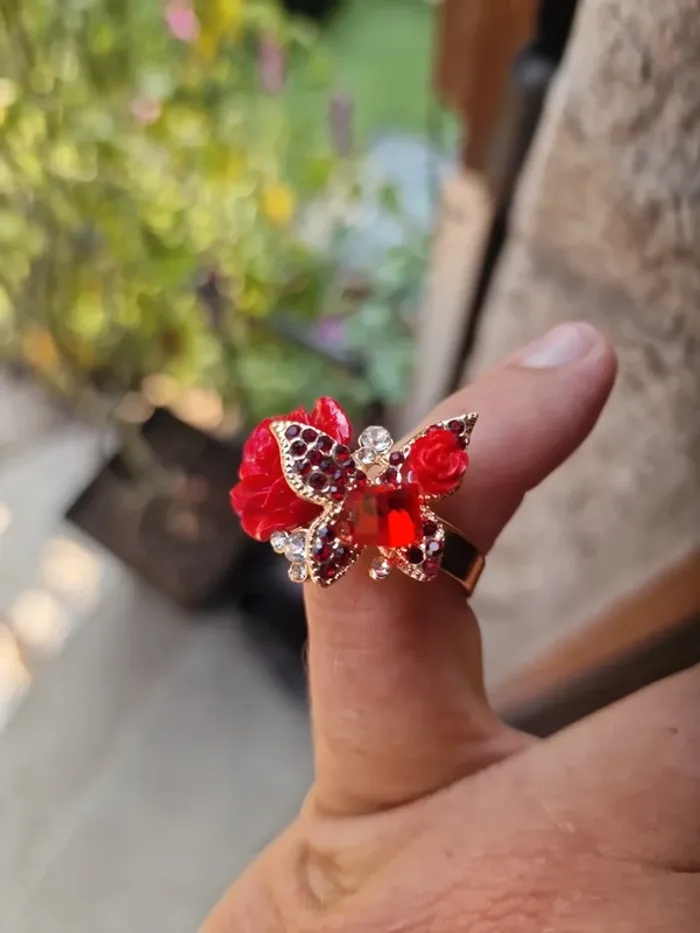 Magnifique bague papillon rose - photo numéro 3