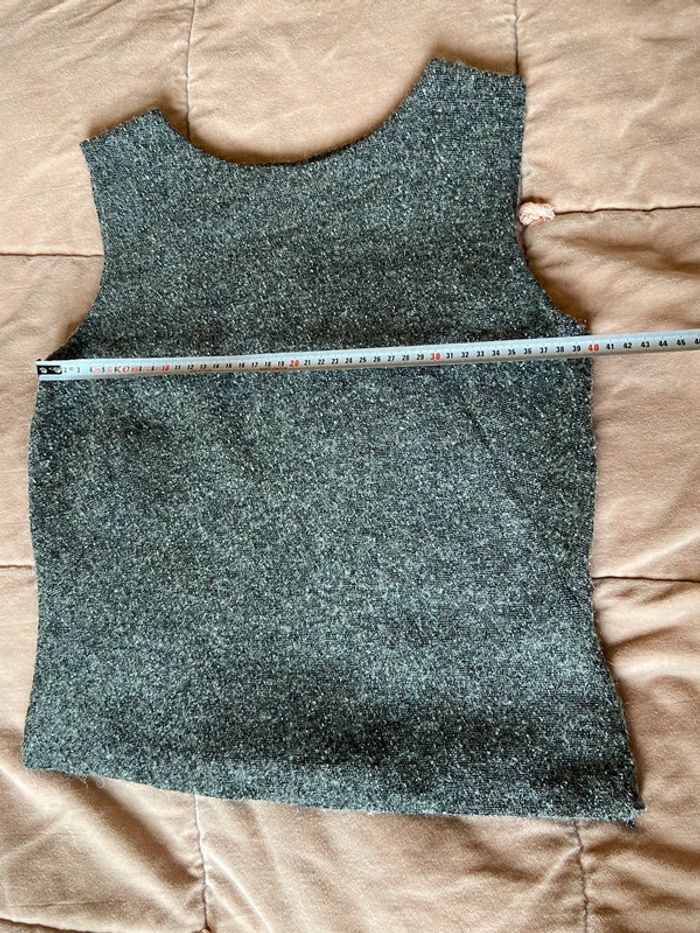 Top sans manches façon Tweed gris taille 40 - photo numéro 10