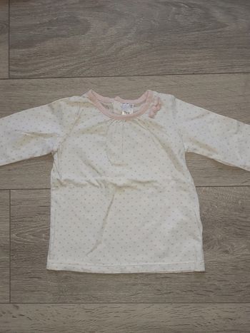 Tee shirt à pois rose 12 mois