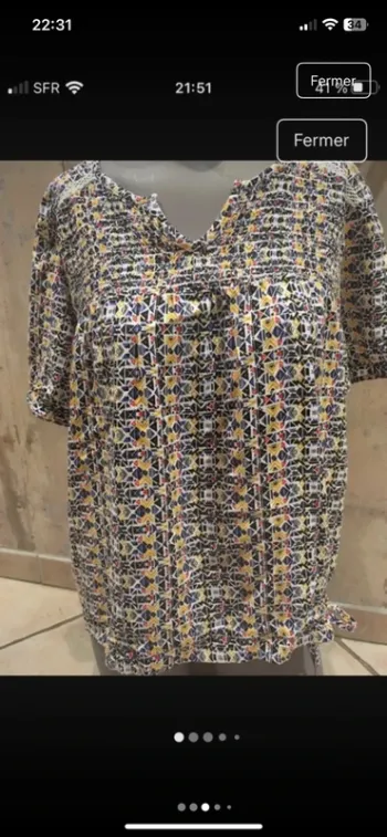 Magnifique blouse d’été en 46 de marque Damart en excellent état