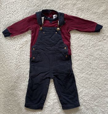 Ensemble salopette sous pull 6 mois Petit Bateau