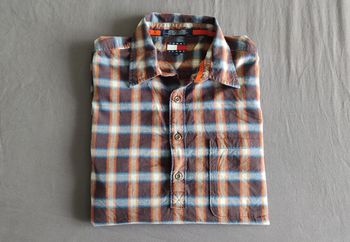 Vêtement Homme Chemise marron à carreau Tommy Hilfiger jeans taille L #Retrostreet