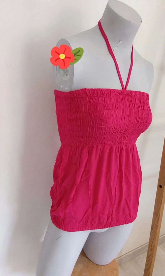Bustier top épaules dénudées rose avec bretelles T 36 - photo numéro 2