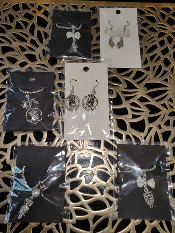 Lot de bijoux, chouette, hibou, perroquet. Neufs