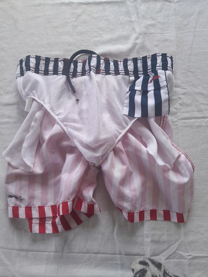 Short de bain rayé rouge status beach - photo numéro 9