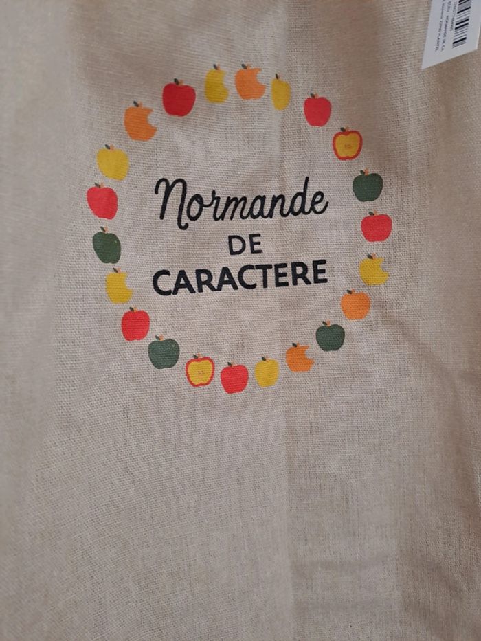 Tablier de cuisine normande de caractère pommes beige effet lin et liège neuf - photo numéro 5