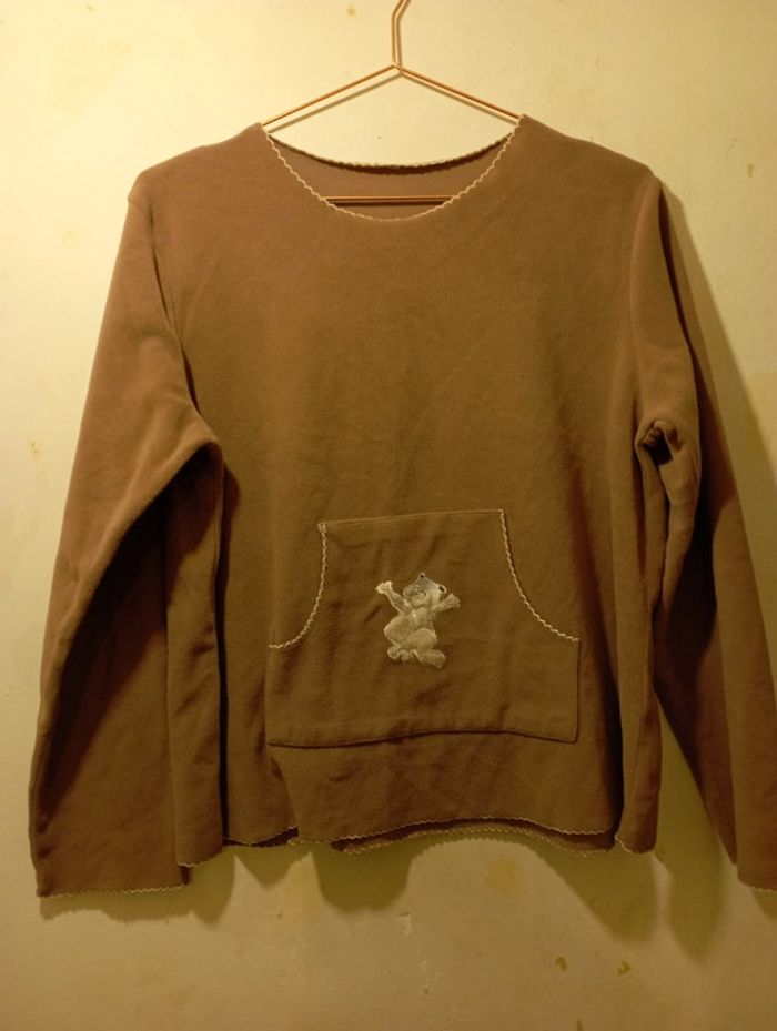 Pyjama femme en polaire fine beige foncé - photo numéro 2