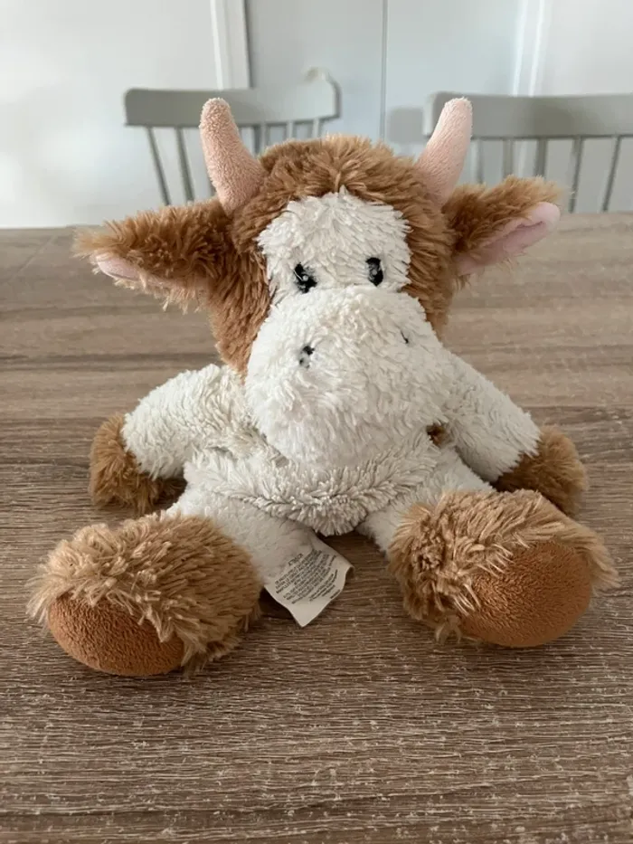 Peluche vache bouillotte micro-ondable 30 cm Pelucho