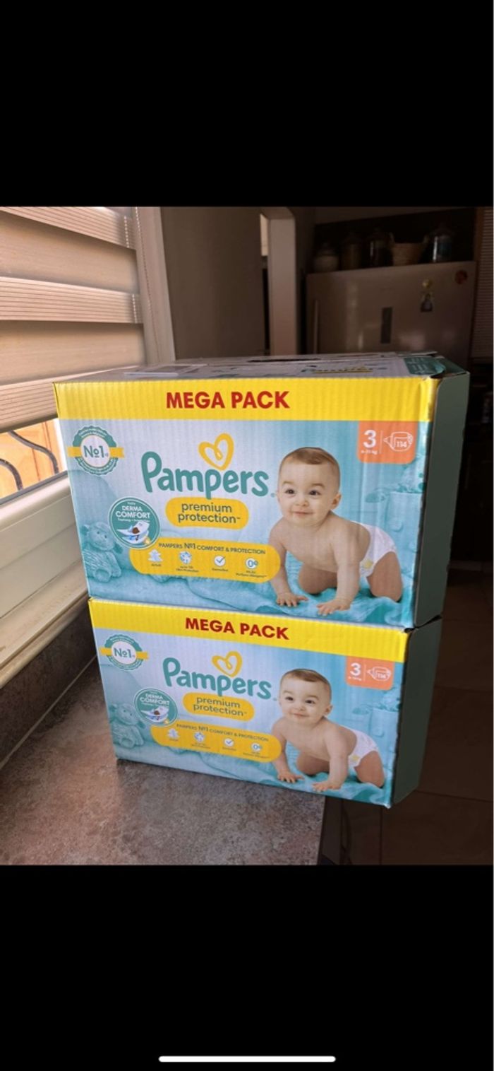 2 paquet de couche Pampers premium protection taille 3