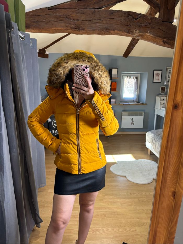 Doudoune Zara moutarde - Taille XS – Capuche amovible - photo numéro 8