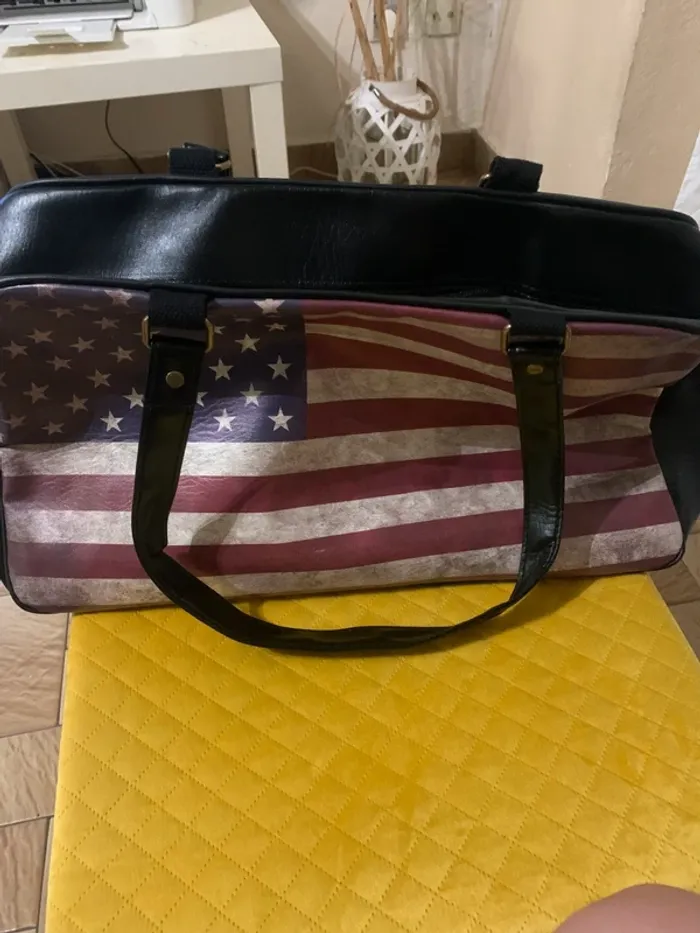 Sac à main fourre-tout  drapeau États-Unis devant et noir - photo numéro 6