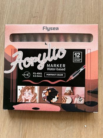 Boite de 12 feutres acrylique pointe brush Flysea