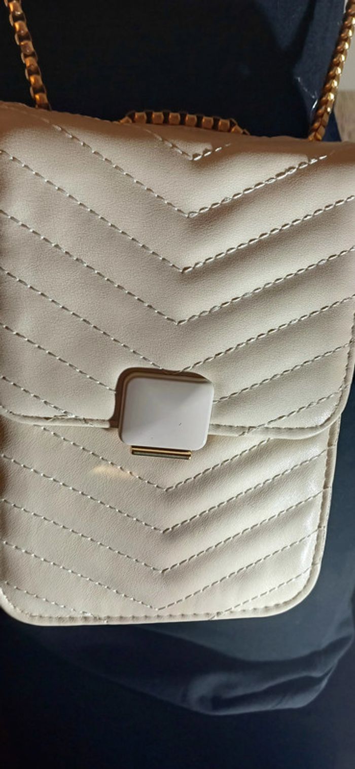 Sac à bandoulière matelassé blanc cassé - photo numéro 2