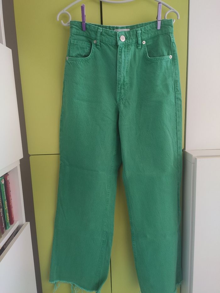 Zara jean vert jambes larges 36