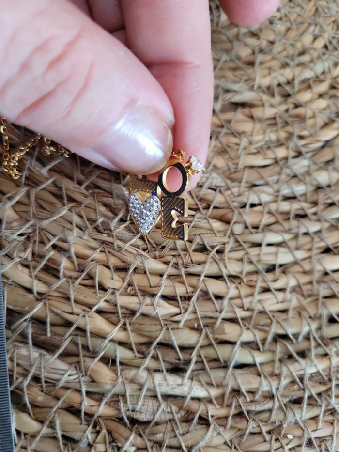 Collier love, cœur en zirconiums acier - photo numéro 9