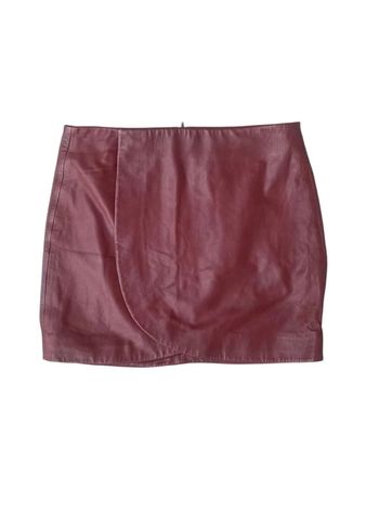 Mini jupe en cuir bordeaux Sézane modèle Bronx taille 36