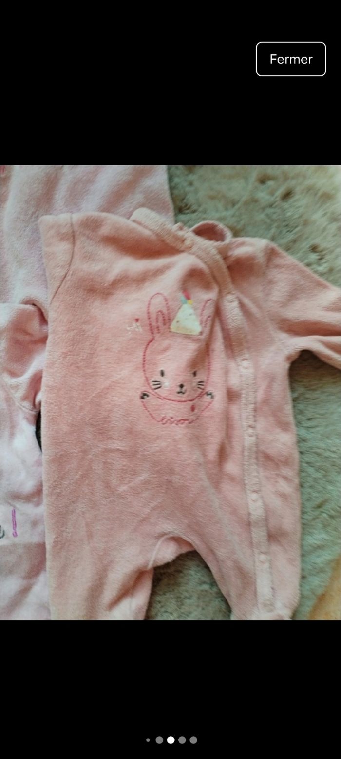 Lot 5 pyjamas chaud fille 0 mois / naissance – très bon état - photo numéro 8