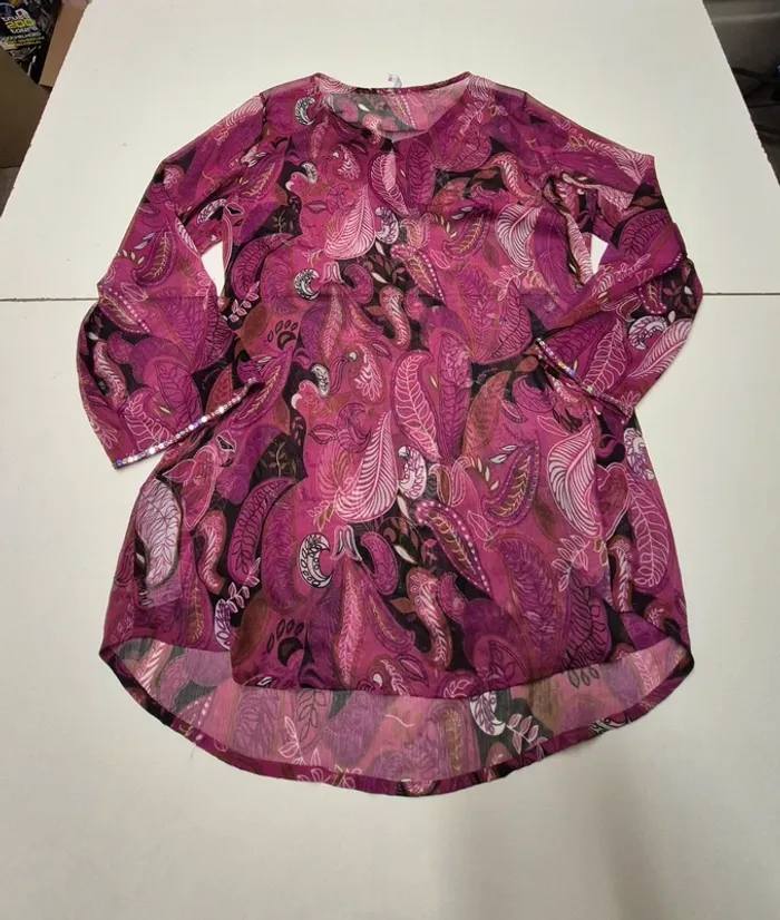 Haut rose motif feuille - photo numéro 5