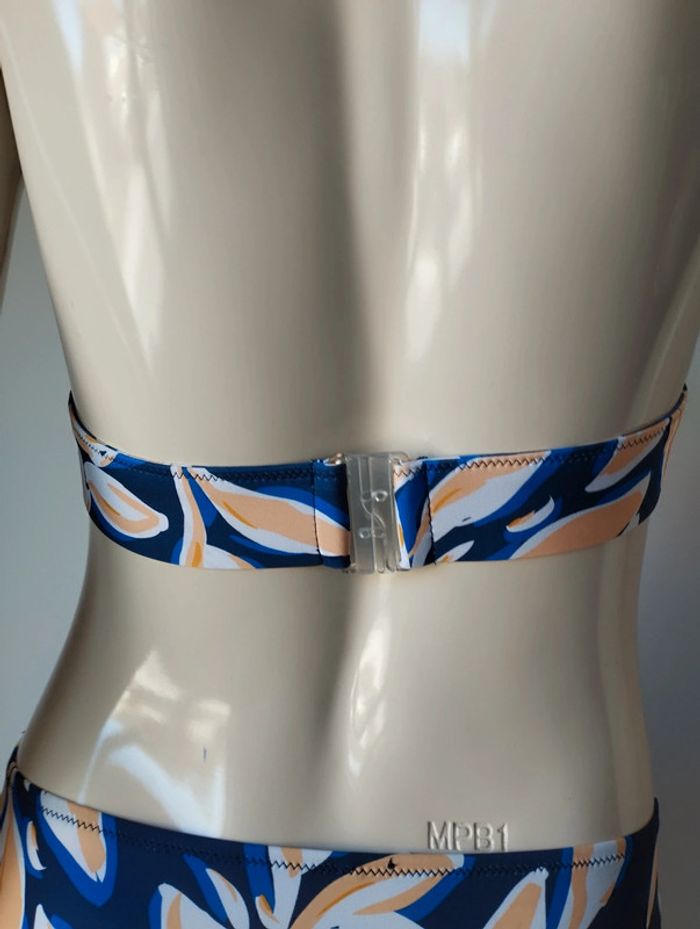 Maillot de bain 2 pièces Paddé feuillage bleu encre taille 36 - photo numéro 5