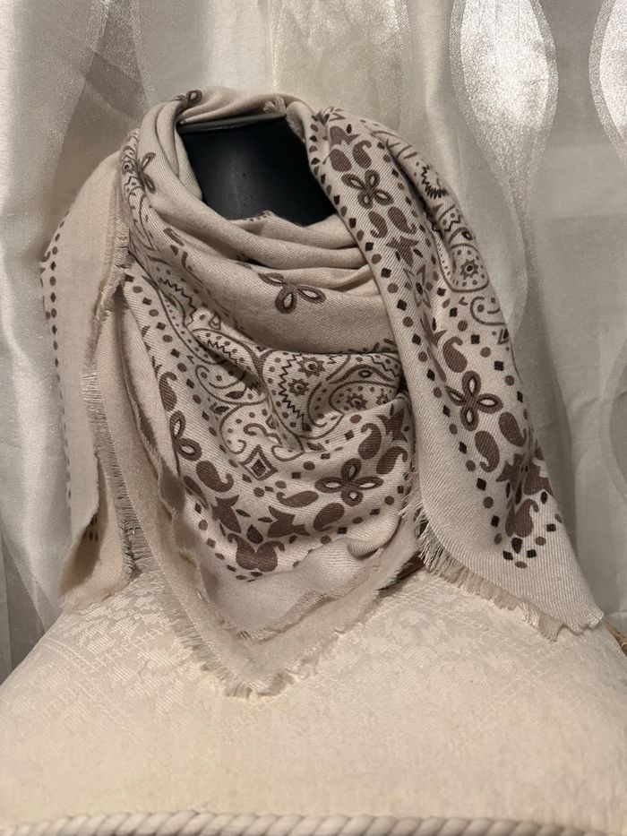 Foulard bandana beige marron