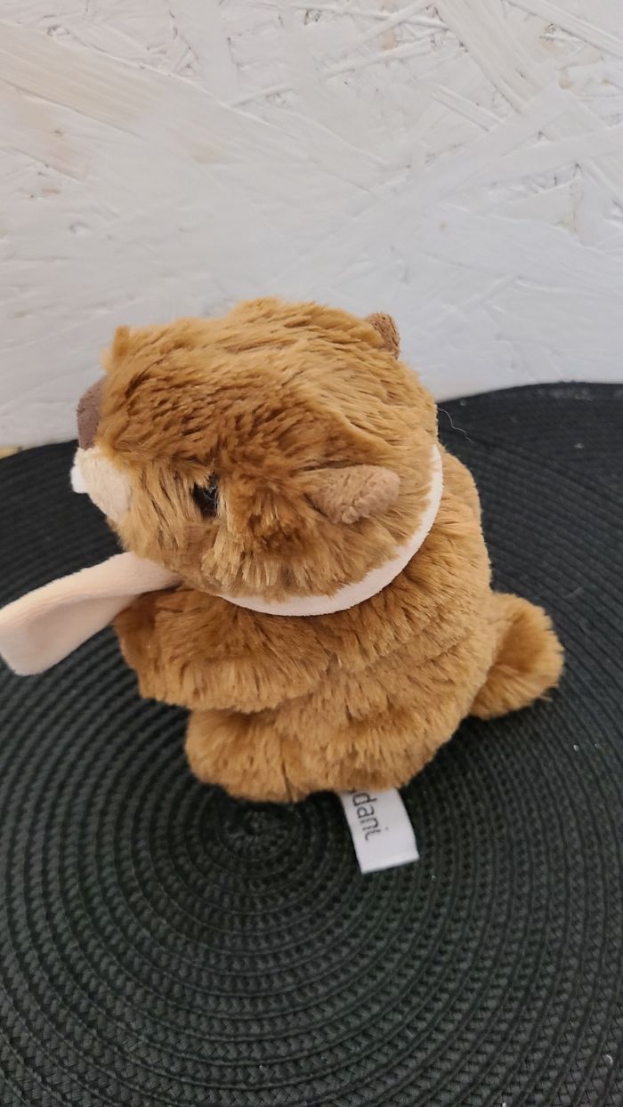 Peluche marmotte CREATIONS DANI Castor écharpe marron beige - photo numéro 6