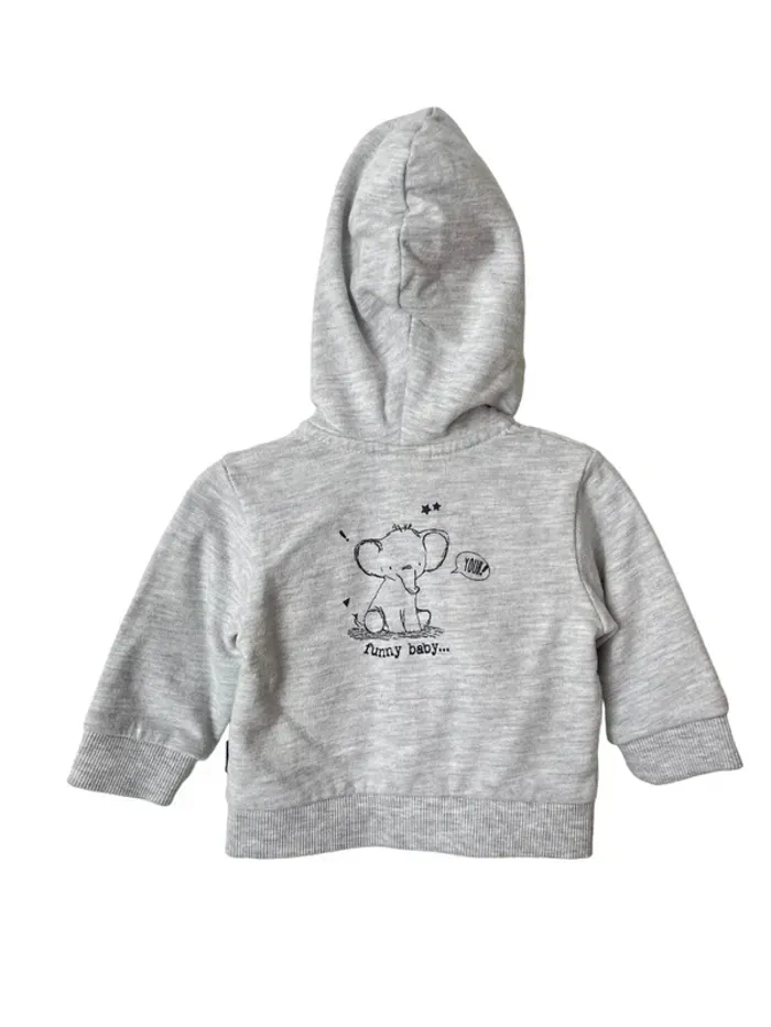 Sweat zippé gris clair - P'tit Bisou 1 mois (55cm) - photo numéro 5