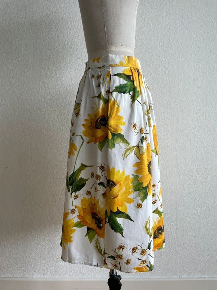 Jupe plissée blanche motifs tournesols Hallhuber taille 42 - photo numéro 3