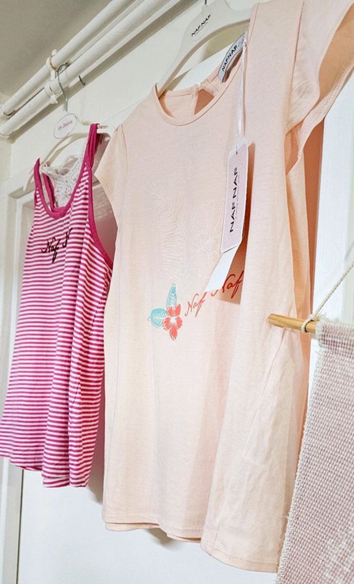 2 Tee-shirt Debardeurs 100% Coton Naf Naf Taille 11/12 ans